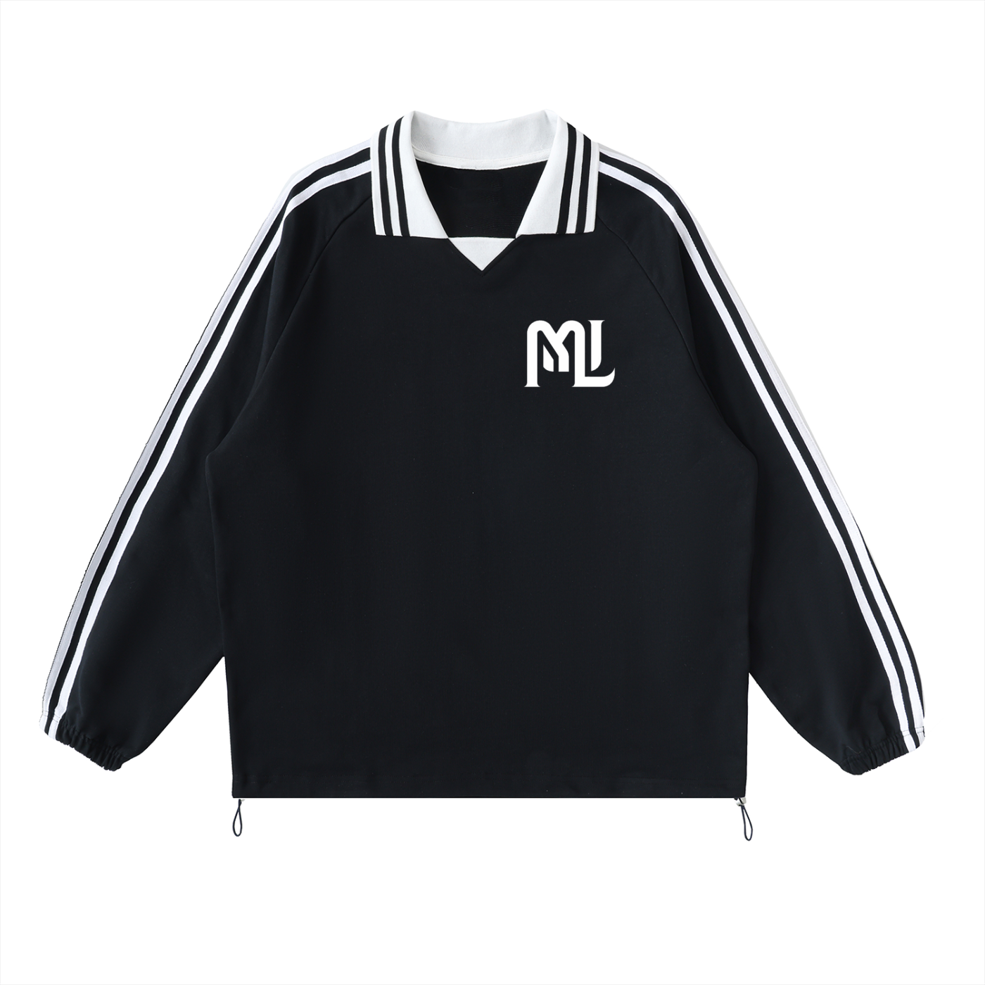 Striped Lapel Collar Jacket Black