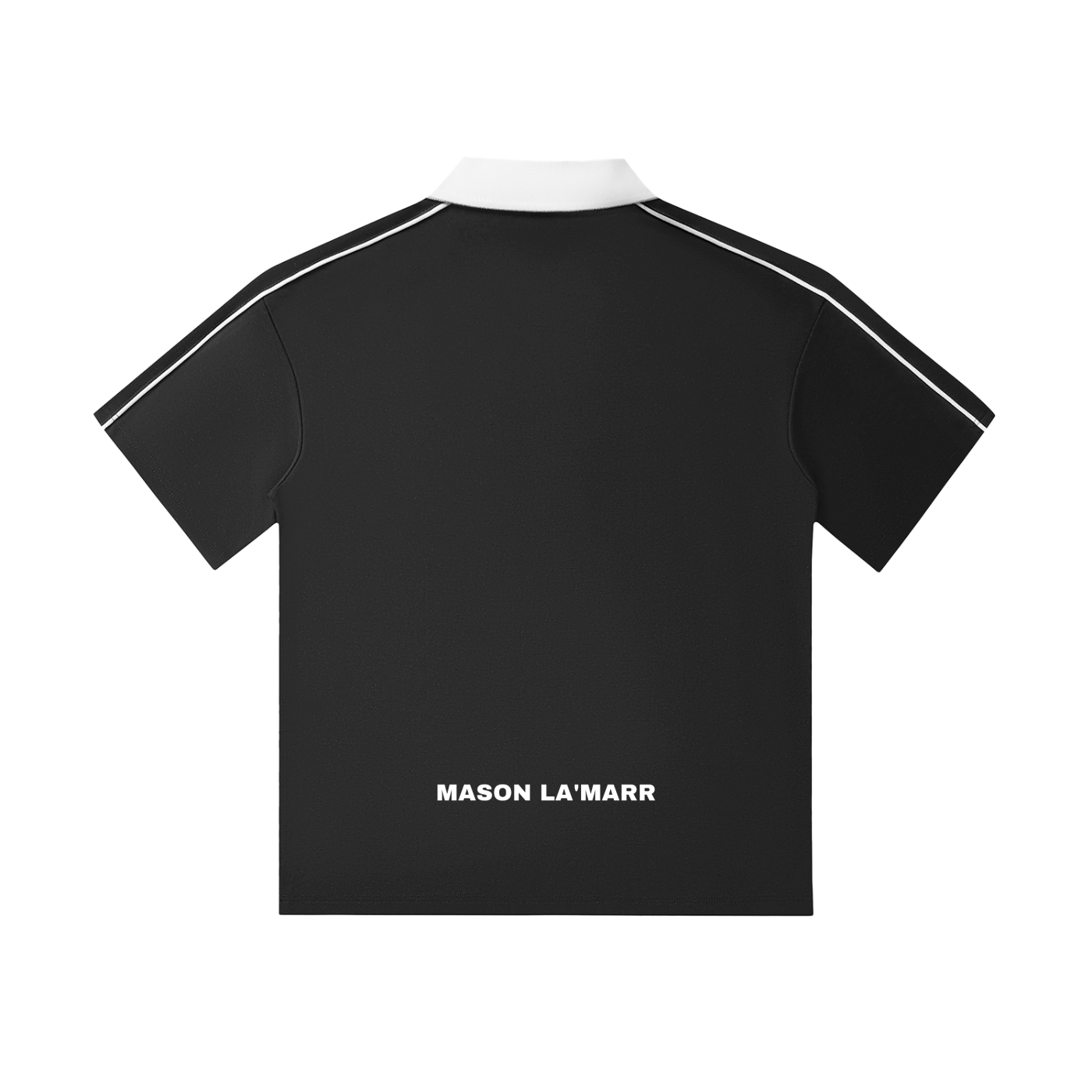 Stripe Collar Polo Black