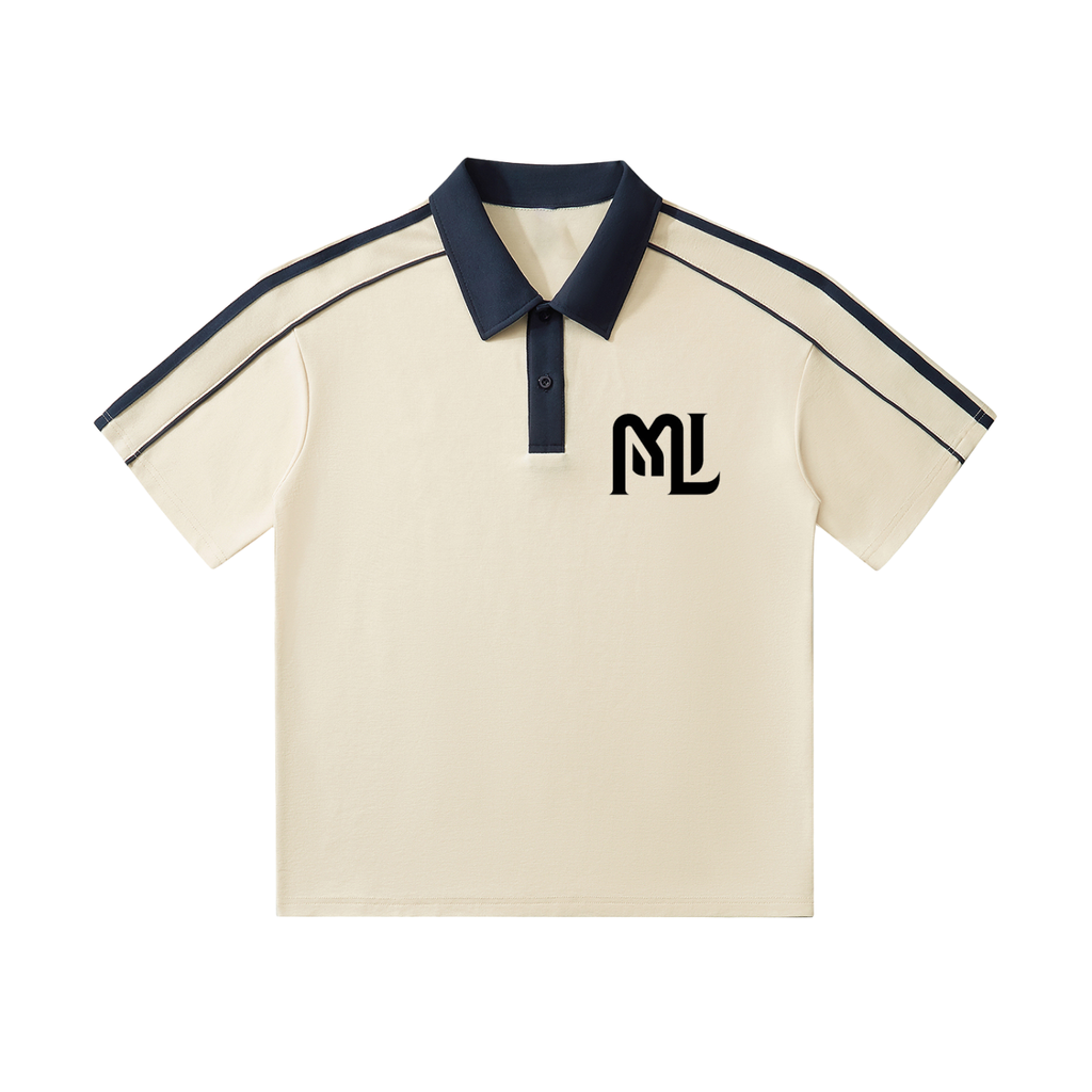 Stripe Collar Polo Tan
