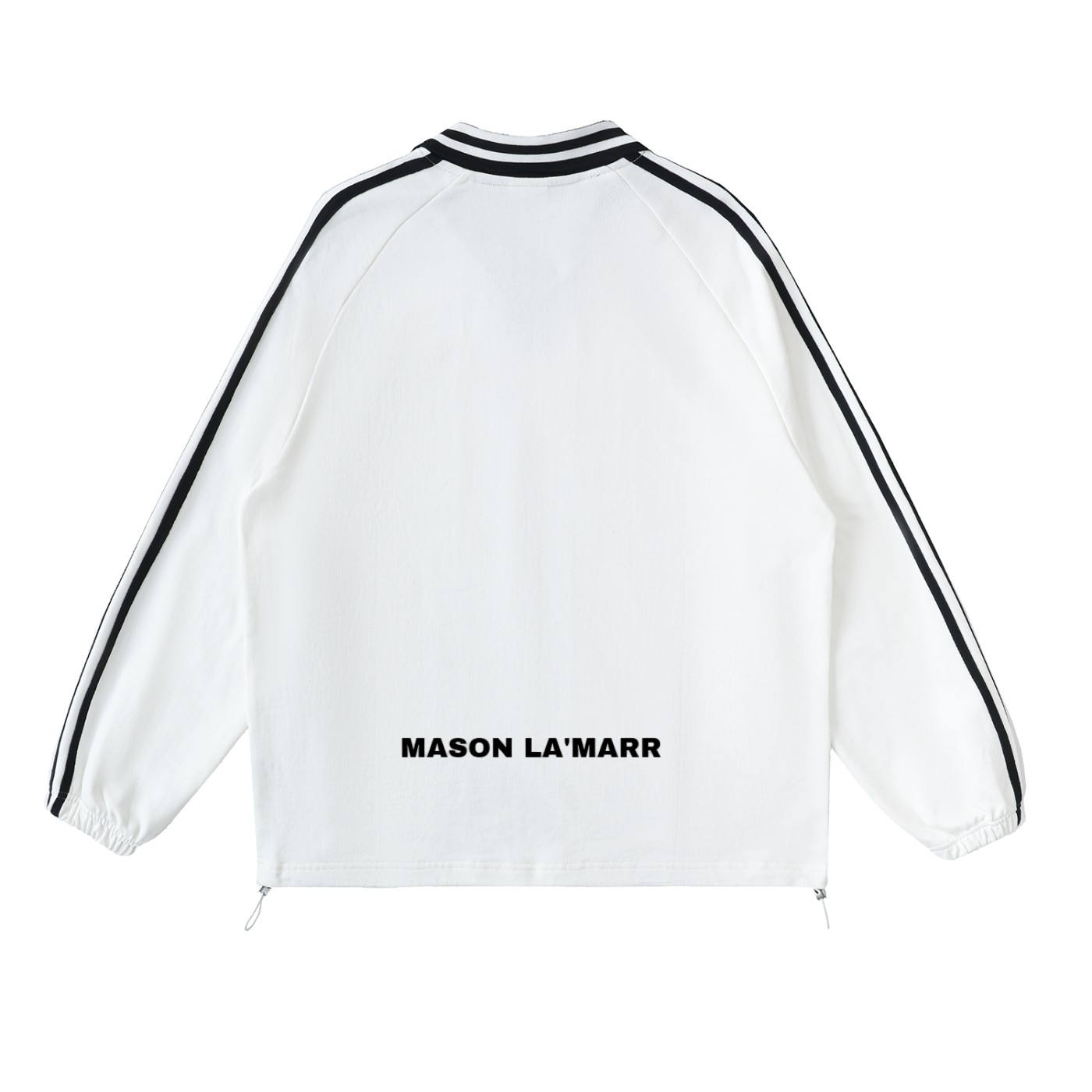 Striped Lapel Collar Jacket White