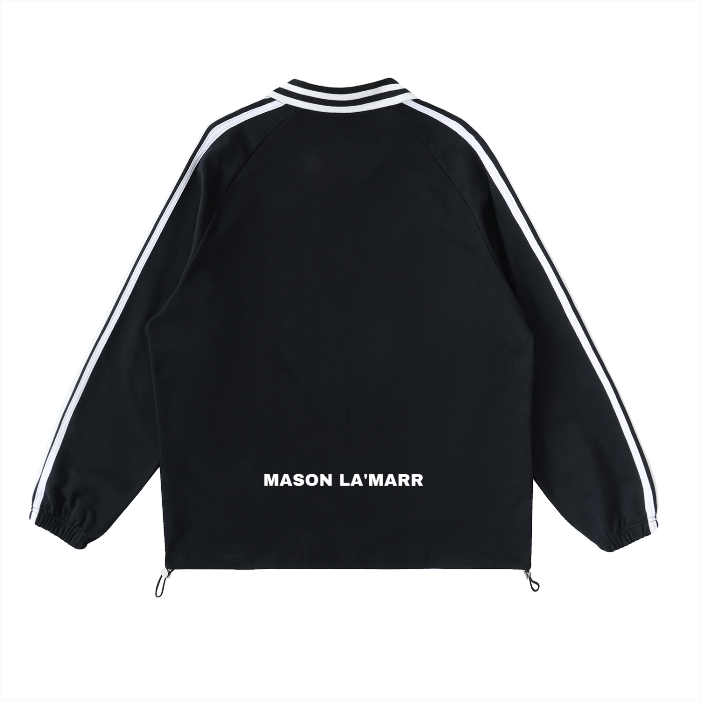 Striped Lapel Collar Jacket Black