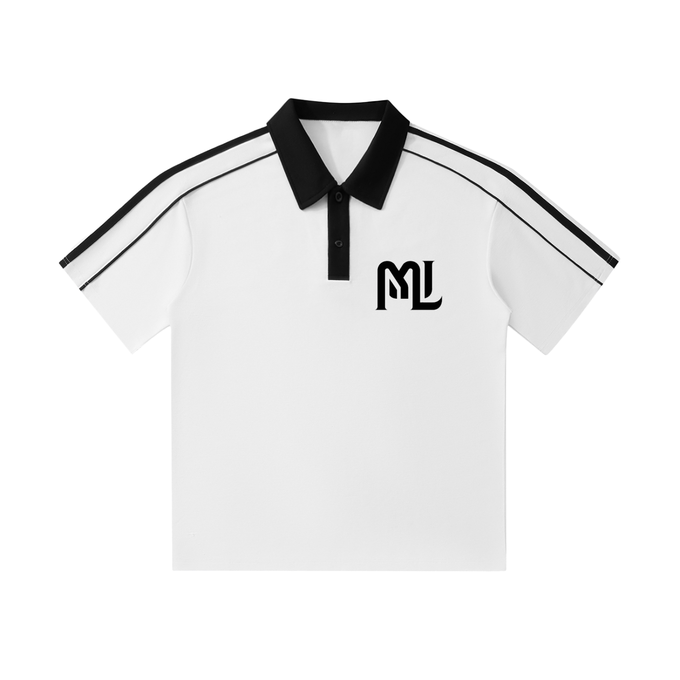 Stripe Collar Polo White