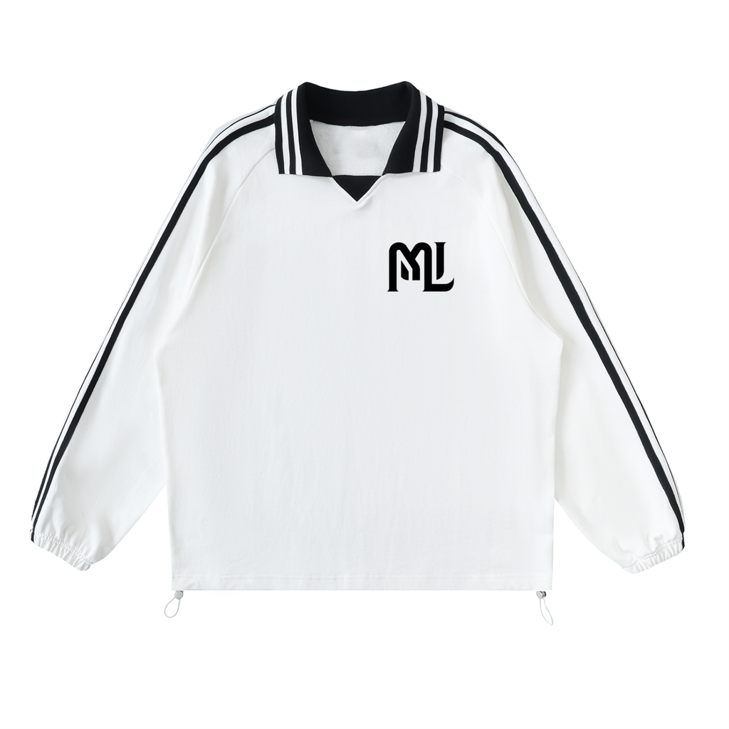 Striped Lapel Collar Jacket White